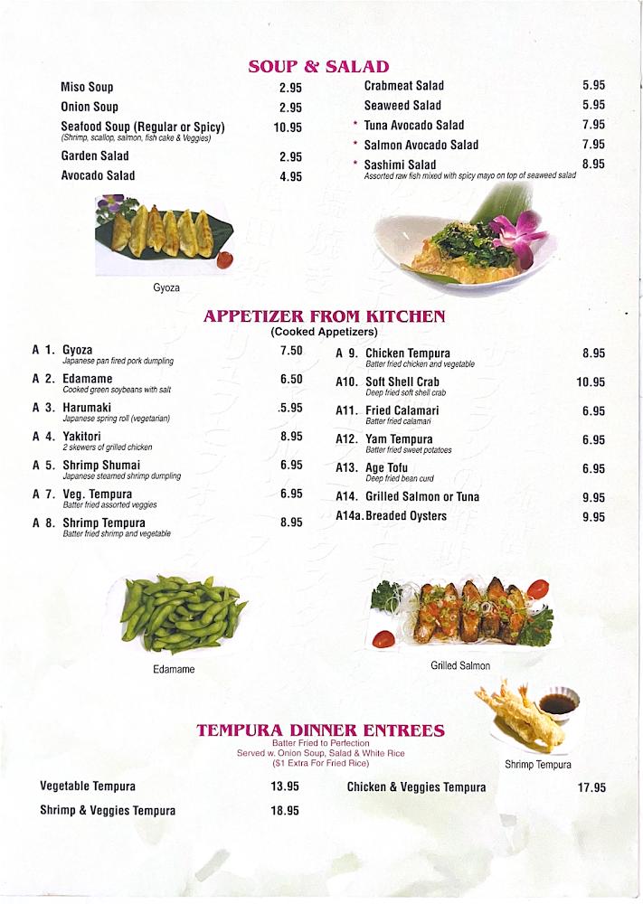 Fuji sushi & steak house Japanese Restaurant Menu image 3